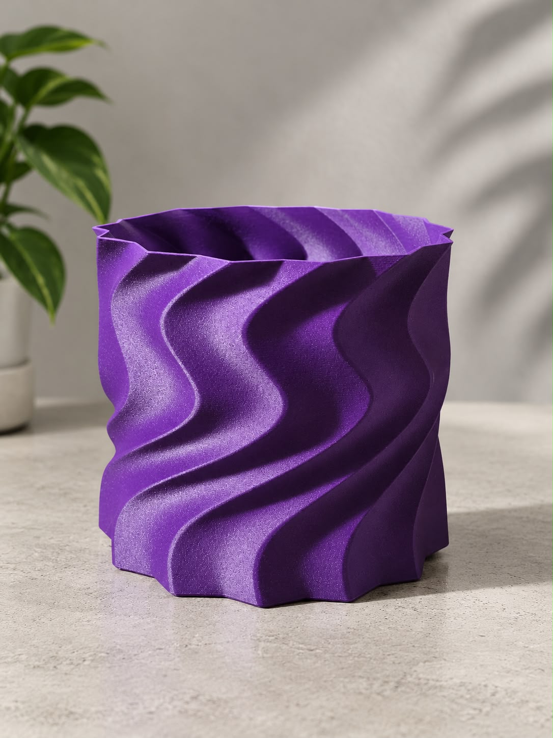 Wave Ripple Pot in purple PETG carbon fiber